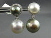 EXTRA LARGE .45CT DIAMOND & SOUTH SEA TAHITIAN PEARL 18KT WHITE GOLD 3D EARRINGS