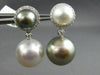 EXTRA LARGE .45CT DIAMOND & SOUTH SEA TAHITIAN PEARL 18KT WHITE GOLD 3D EARRINGS