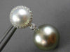 EXTRA LARGE .45CT DIAMOND & SOUTH SEA TAHITIAN PEARL 18KT WHITE GOLD 3D EARRINGS