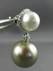 EXTRA LARGE .45CT DIAMOND & SOUTH SEA TAHITIAN PEARL 18KT WHITE GOLD 3D EARRINGS