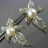 LARGE .50CT DIAMOND & AAA SOUTH SEA PEARL 14K WHITE GOLD 3D FLOWER LEAF EARRINGS