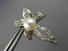 LARGE .50CT DIAMOND & AAA SOUTH SEA PEARL 14K WHITE GOLD 3D FLOWER LEAF EARRINGS