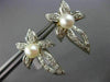 LARGE .50CT DIAMOND & AAA SOUTH SEA PEARL 14K WHITE GOLD 3D FLOWER LEAF EARRINGS