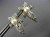 LARGE .50CT DIAMOND & AAA SOUTH SEA PEARL 14K WHITE GOLD 3D FLOWER LEAF EARRINGS