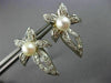 LARGE .50CT DIAMOND & AAA SOUTH SEA PEARL 14K WHITE GOLD 3D FLOWER LEAF EARRINGS