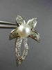 LARGE .50CT DIAMOND & AAA SOUTH SEA PEARL 14K WHITE GOLD 3D FLOWER LEAF EARRINGS