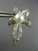 LARGE .50CT DIAMOND & AAA SOUTH SEA PEARL 14K WHITE GOLD 3D FLOWER LEAF EARRINGS