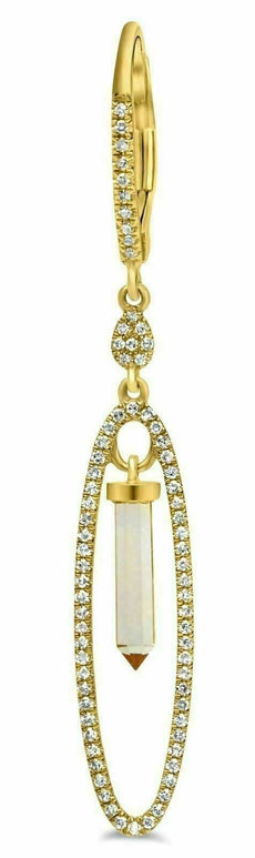 ESTATE 1.22CT DIAMOND & AAA CITRINE 14KT YELLOW GOLD 3D OVAL HANGING EARRINGS