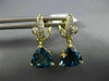 4.10CT DIAMOND & AAA LONDON BLUE TOPAZ 14K 2 TONE GOLD TRILLION HANGING EARRINGS