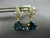 4.10CT DIAMOND & AAA LONDON BLUE TOPAZ 14K 2 TONE GOLD TRILLION HANGING EARRINGS