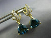 4.10CT DIAMOND & AAA LONDON BLUE TOPAZ 14K 2 TONE GOLD TRILLION HANGING EARRINGS