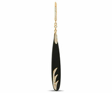 ESTATE 8.0CT DIAMOND & AAA BLACK ONYX 14KT ROSE GOLD LEVERBACK HANGING EARRINGS