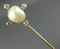 ANTIQUE .25CT OLD MINE DIAMOND AAA PEARL 14K YELLOW GOLD FLOWER LAPEL PIN #26533