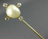 ANTIQUE .25CT OLD MINE DIAMOND AAA PEARL 14K YELLOW GOLD FLOWER LAPEL PIN #26533
