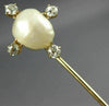 ANTIQUE .25CT OLD MINE DIAMOND AAA PEARL 14K YELLOW GOLD FLOWER LAPEL PIN #26533