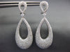 ESTATE LARGE 2.90CT DIAMOND 18K WHITE GOLD 3D TEAR DROP CLIP ON HANGING EARRINGS