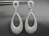 ESTATE LARGE 2.90CT DIAMOND 18K WHITE GOLD 3D TEAR DROP CLIP ON HANGING EARRINGS