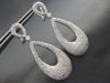 ESTATE LARGE 2.90CT DIAMOND 18K WHITE GOLD 3D TEAR DROP CLIP ON HANGING EARRINGS