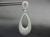 ESTATE LARGE 2.90CT DIAMOND 18K WHITE GOLD 3D TEAR DROP CLIP ON HANGING EARRINGS