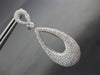ESTATE LARGE 2.90CT DIAMOND 18K WHITE GOLD 3D TEAR DROP CLIP ON HANGING EARRINGS