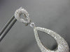 ESTATE LARGE 2.90CT DIAMOND 18K WHITE GOLD 3D TEAR DROP CLIP ON HANGING EARRINGS