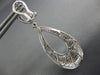 ESTATE LARGE 2.90CT DIAMOND 18K WHITE GOLD 3D TEAR DROP CLIP ON HANGING EARRINGS