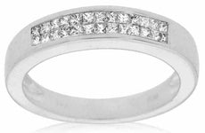 ESTATE .27CT DIAMOND 14KT WHITE GOLD 3D DOUBLE ROW INVISIBLE ANNIVERSARY RING