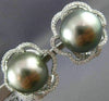 ESTATE LARGE .60CT DIAMOND & AAA TAHITIAN PEARL 18KT WHITE GOLD CLIP ON EARRINGS