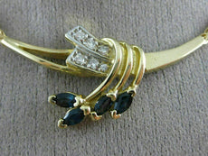 ANTIQUE 1.20CT DIAMOND & AAA SAPPHIRE 14K YELLOW GOLD 3D MARQUISE NECKLACE #2690