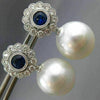 ESTATE 1.55CT DIAMOND AAA SAPPHIRE & SOUTH SEA PEARL 18KT WHITE GOLD 3D EARRINGS