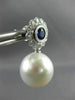 ESTATE 1.55CT DIAMOND AAA SAPPHIRE & SOUTH SEA PEARL 18KT WHITE GOLD 3D EARRINGS