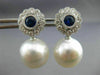 ESTATE 1.55CT DIAMOND AAA SAPPHIRE & SOUTH SEA PEARL 18KT WHITE GOLD 3D EARRINGS