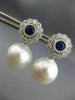 ESTATE 1.55CT DIAMOND AAA SAPPHIRE & SOUTH SEA PEARL 18KT WHITE GOLD 3D EARRINGS