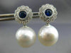ESTATE 1.55CT DIAMOND AAA SAPPHIRE & SOUTH SEA PEARL 18KT WHITE GOLD 3D EARRINGS