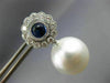 ESTATE 1.55CT DIAMOND AAA SAPPHIRE & SOUTH SEA PEARL 18KT WHITE GOLD 3D EARRINGS
