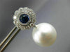 ESTATE 1.55CT DIAMOND AAA SAPPHIRE & SOUTH SEA PEARL 18KT WHITE GOLD 3D EARRINGS