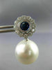 ESTATE 1.55CT DIAMOND AAA SAPPHIRE & SOUTH SEA PEARL 18KT WHITE GOLD 3D EARRINGS