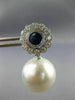 ESTATE 1.55CT DIAMOND AAA SAPPHIRE & SOUTH SEA PEARL 18KT WHITE GOLD 3D EARRINGS