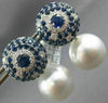 LARGE 5.84CT DIAMOND AAA SAPPHIRE & SOUTH SEA PEARL 18KT WHITE GOLD 3D EARRINGS