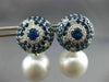 LARGE 5.84CT DIAMOND AAA SAPPHIRE & SOUTH SEA PEARL 18KT WHITE GOLD 3D EARRINGS