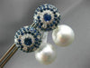 LARGE 5.84CT DIAMOND AAA SAPPHIRE & SOUTH SEA PEARL 18KT WHITE GOLD 3D EARRINGS