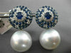 LARGE 5.84CT DIAMOND AAA SAPPHIRE & SOUTH SEA PEARL 18KT WHITE GOLD 3D EARRINGS
