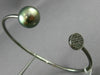 ESTATE .14CT BLACK DIAMOND & AAA TAHITIAN PEARL 18KT BLACK GOLD BANGLE BRACELET