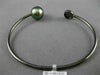 ESTATE .14CT BLACK DIAMOND & AAA TAHITIAN PEARL 18KT BLACK GOLD BANGLE BRACELET
