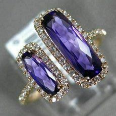 1.74CT DIAMOND & AAA AMETHYST 14KT ROSE GOLD 3D RECTANGULAR DOUBLE HALO FUN RING