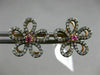 .54CT DIAMOND & AAA PINK SAPPHIRE 14KT BLACK & ROSE GOLD 3D FLOWER STUD EARRINGS