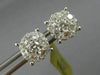ESTATE LARGE 1.38CT DIAMOND 18K WHITE GOLD FLOWER HEART SHAPE LOVE STUD EARRINGS