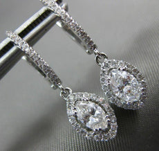 ESTATE .98CT ROUND & MARQUISE DIAMOND 14KT WHITE GOLD 3D HALO HANGING EARRINGS