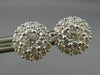 ESTATE LARGE 1.58CT DIAMOND 18KT WHITE GOLD CLUSTER FLOWER CLASSIC STUD EARRINGS