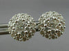 ESTATE LARGE 1.58CT DIAMOND 18KT WHITE GOLD CLUSTER FLOWER CLASSIC STUD EARRINGS